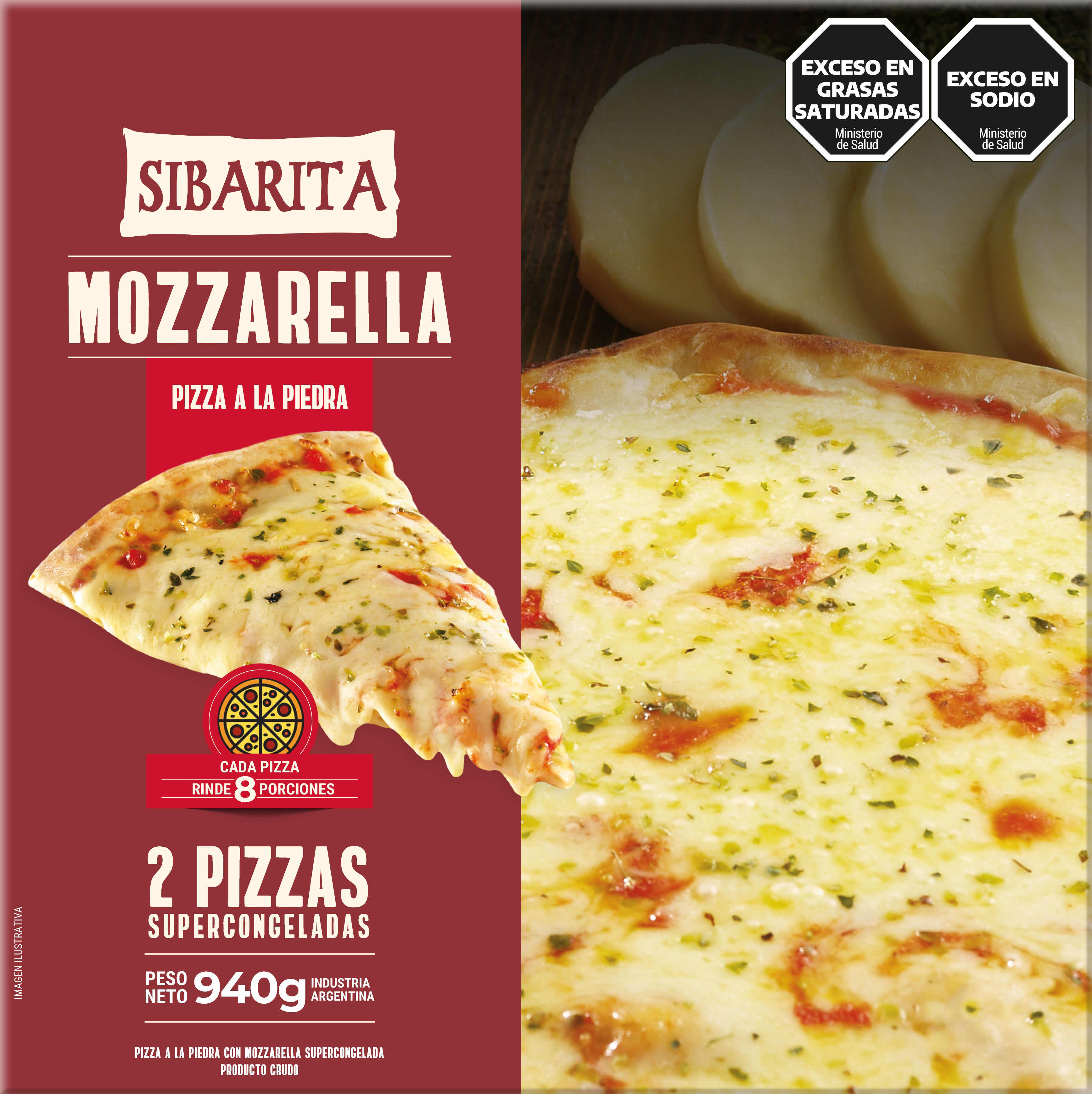 Pizza Mozzarella Sibarita 2 Unidades 940 g